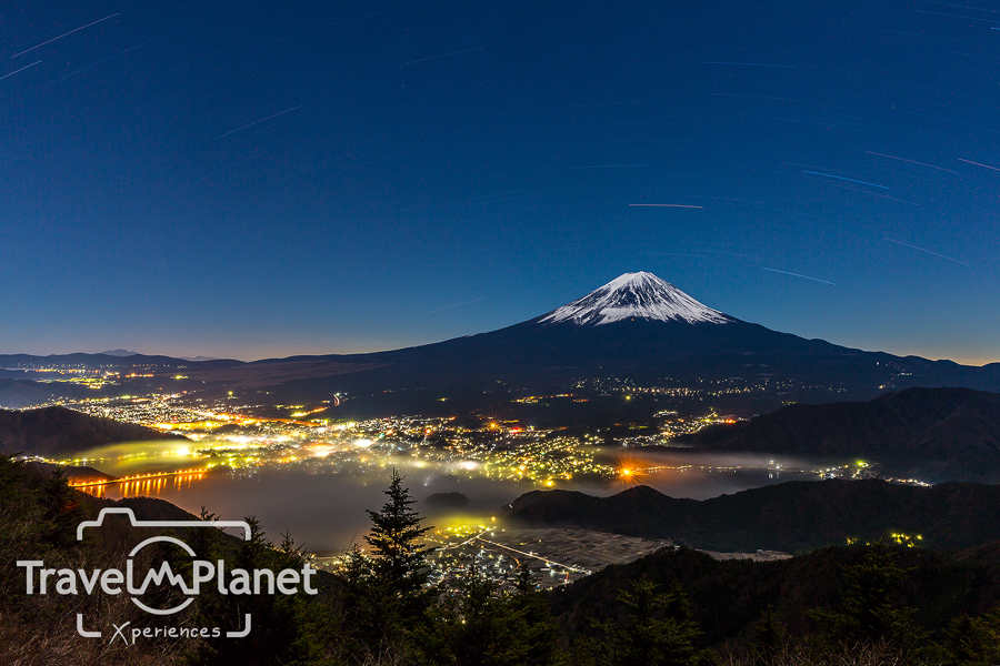 aerial Mount Fuji night